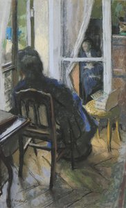 窓際（紙にパステル） 作： Edouard Vuillard